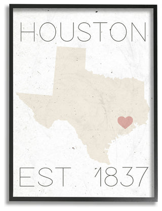 Houston Est 1837, 11"x14", Framed Giclee Texturized Art