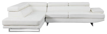Brooklyn White Leather Air Sectional Left Arm Facing