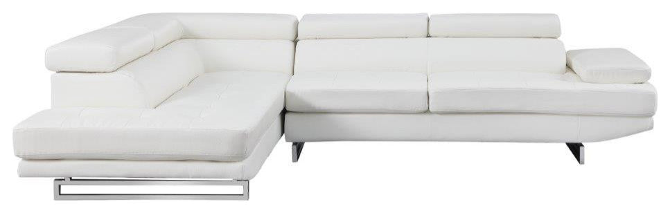 Brooklyn White Leather Air Sectional Left Arm Facing
