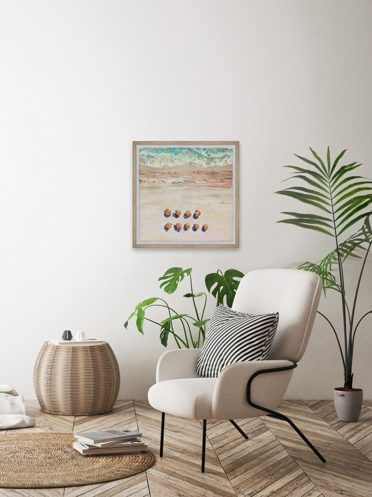 "Umbrella Shore" Framed Painting Print, 12"x12"