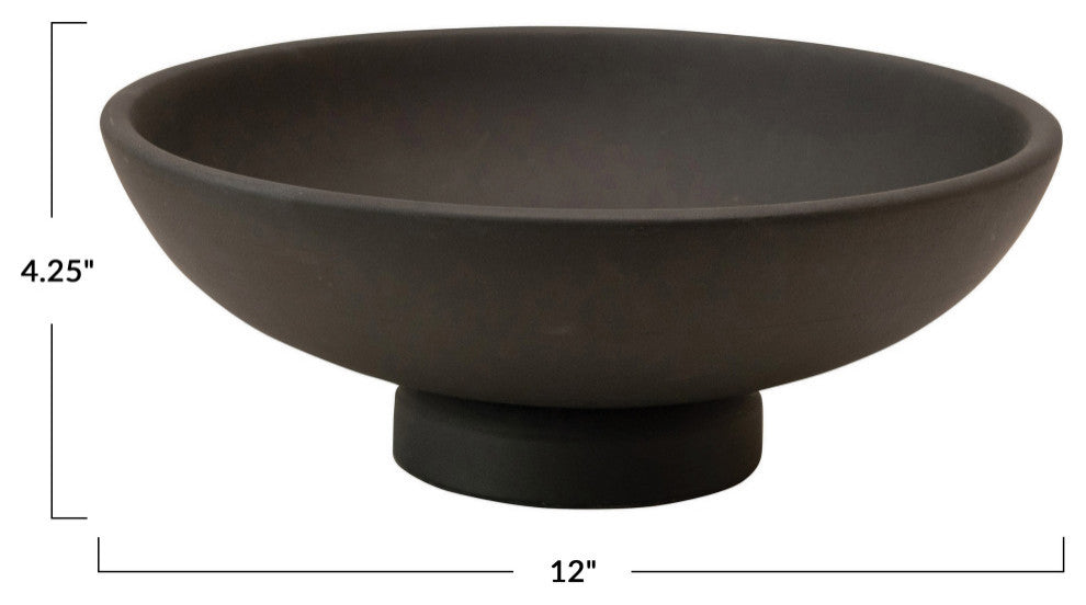 Mango Wood Footed Bowl, Black