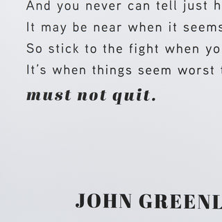 Don't Quit, Framed Art Poem Print under Glass