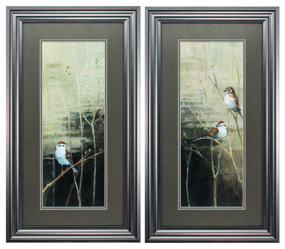 15" X 27" Gunmetal Gray Frame Sparrows Dusk (Set Of 2)