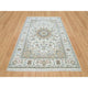 Powder White, Hand Knotted, Nain Design, 250 KPSI Natural Wool Rug, 6'1"x9'1"
