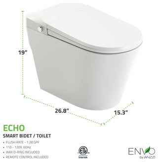 ENVO Echo Elongated Smart Toilet Bidet, White