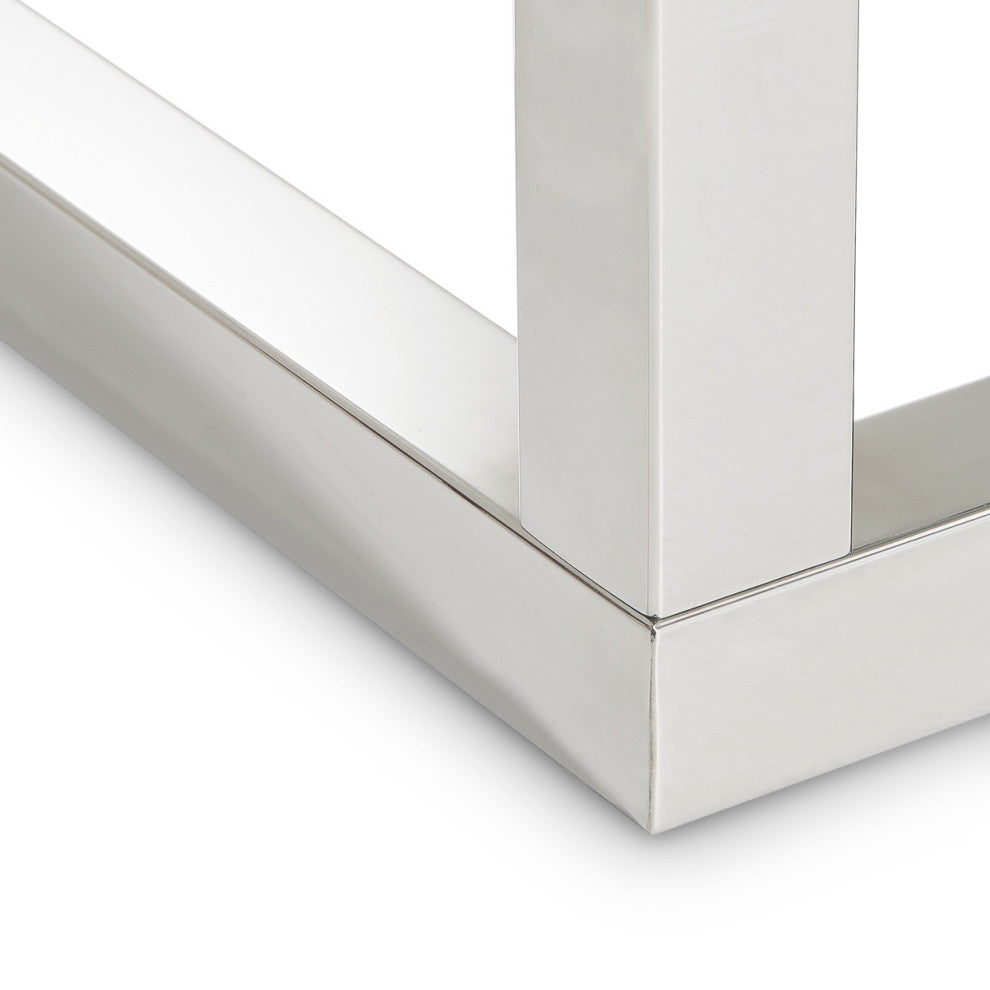 State St. Square End Table - Glass/Stainless Steel
