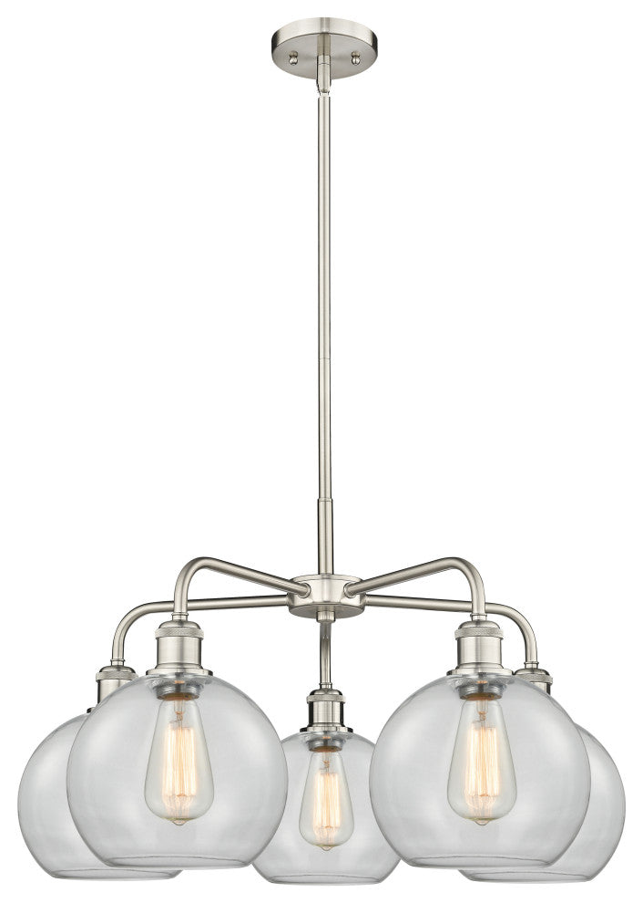 Athens 5-Light 26" Stem Chandelier, Satin Nickel, Clear