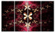 Yellow Red Fractal Flower Pattern, Abstract Canvas Art Print, 48"x28", 4 Panels