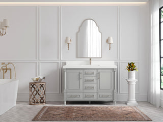 Aberdeen 48 Single Sink Bath Vanity in Coventry Gray 2" White Quartz