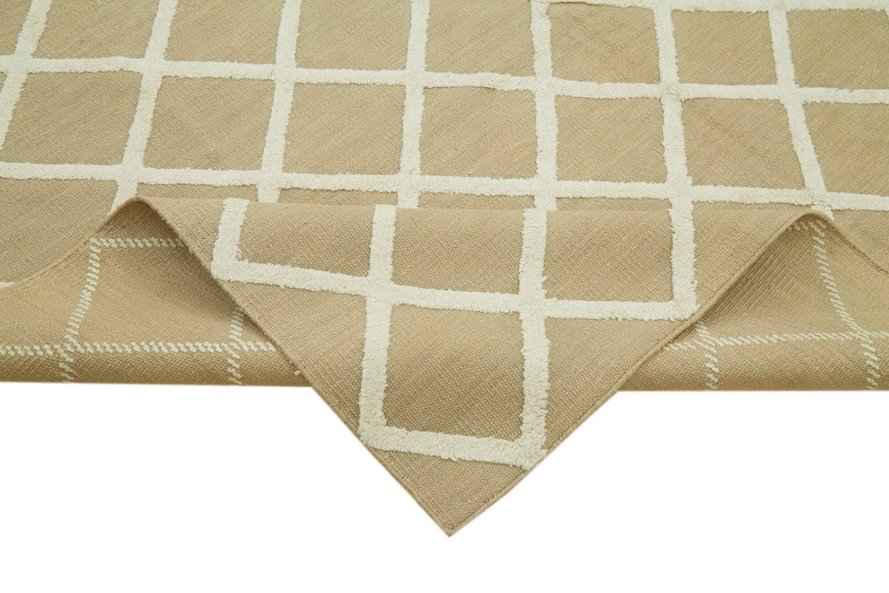 Rug N Carpet - Handmade Modern Design 8' 0'' x 10' 0'' Wool Flatweave Kilim Rug