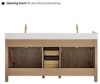 Cerrito Bathroom Vanity, Natural Oak, 72" Double, With Mirror