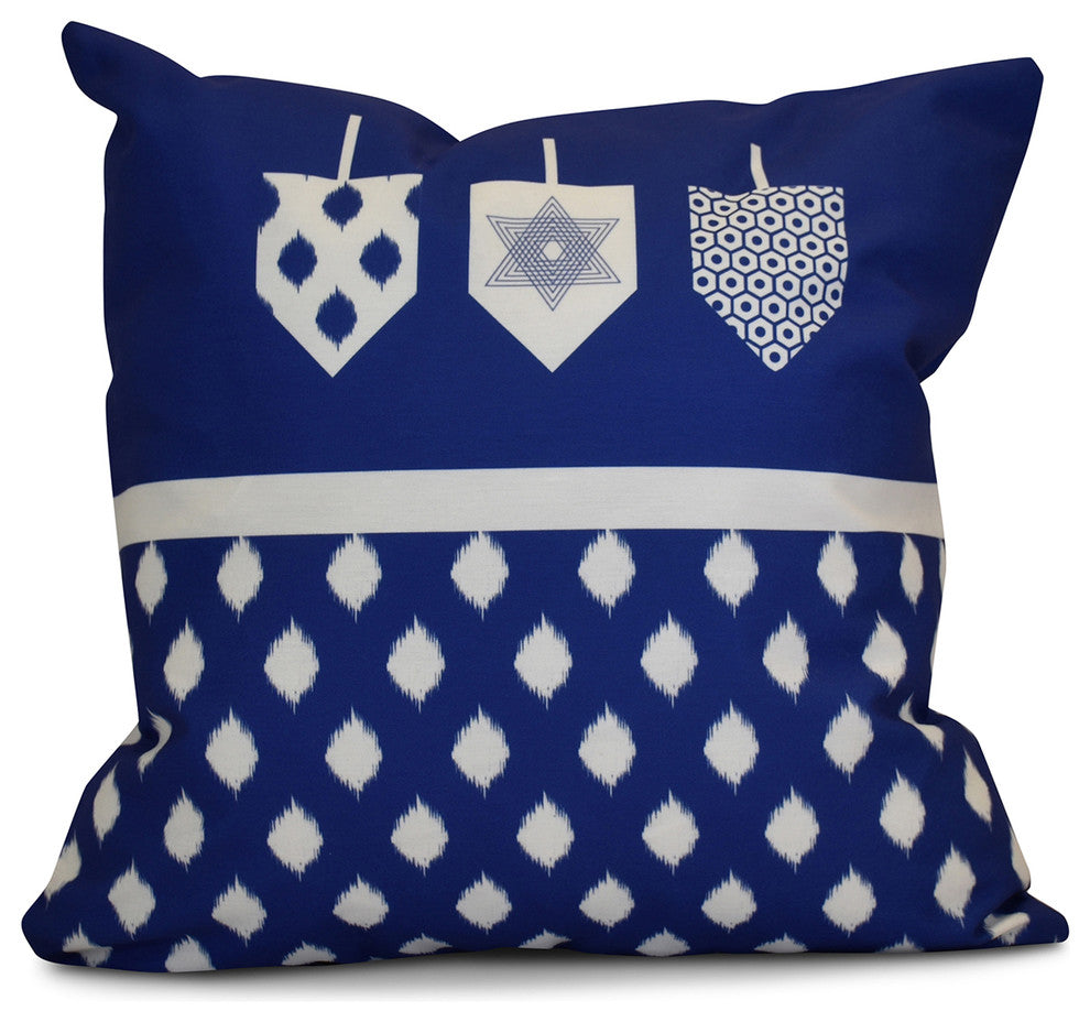 Decorative Holiday Pillow Geometric, Royal Blue, 18"x18"