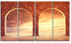 Fantasy Background with two Arches, Landscape Canvas Print, 48"x28", 4 Panels