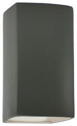 Ambiance Small Rectangle Outdoor Wall Sconce, Open, Pewter Green, LED