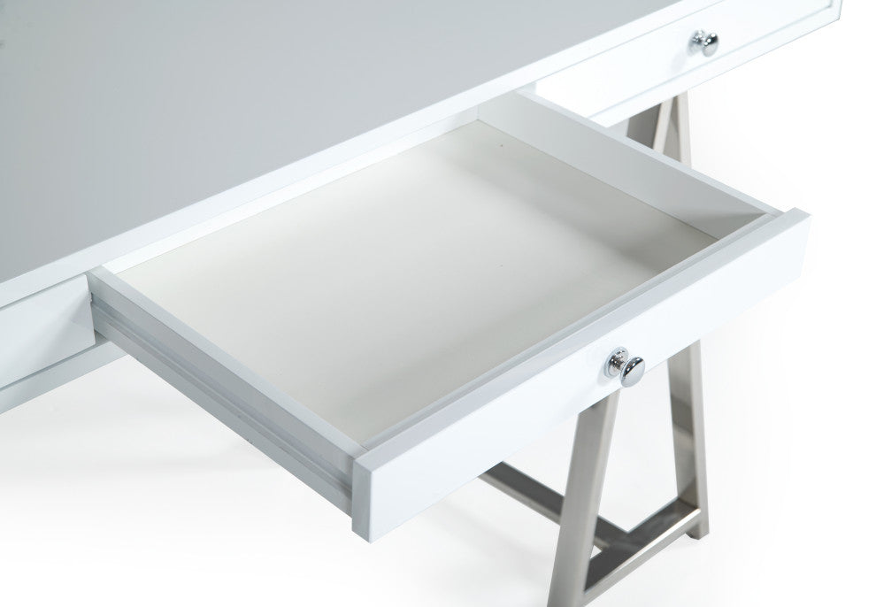 Modrest Ostrow White, Stainless Steel Desk