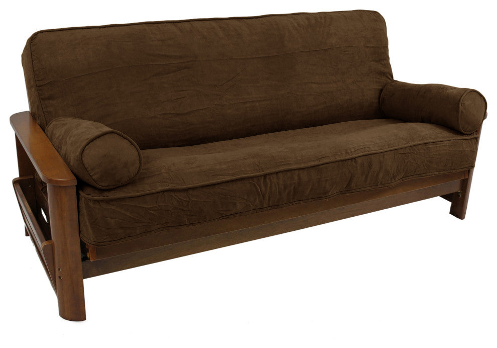 Solid Microsuede Full Futon Cover Set, Chocolate