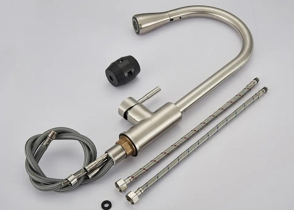 Brushed Nickel Single Hole Pull Out Spout Kitchen Sink Faucet