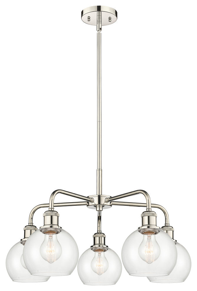 Athens 5-Light 24" Stem Chandelier, Polished Nickel, Clear