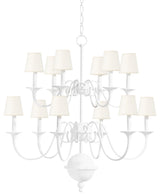Windsor 12-Light Chandelier by Mark D. Sikes, White Plaster Frame, White Shade