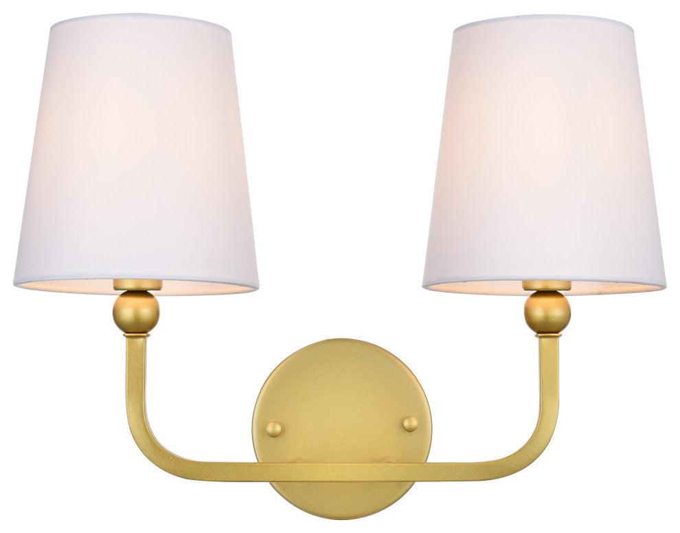 2 Light Brass And Clear Bath Sconce