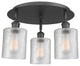 Cobbleskill-3 Light 17" Flush Mount-Matte Black, Clear Glass Shade