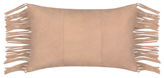 Surya Suede Fringe Tan Pillow Shell With Polyester Insert 14"H X 22"W