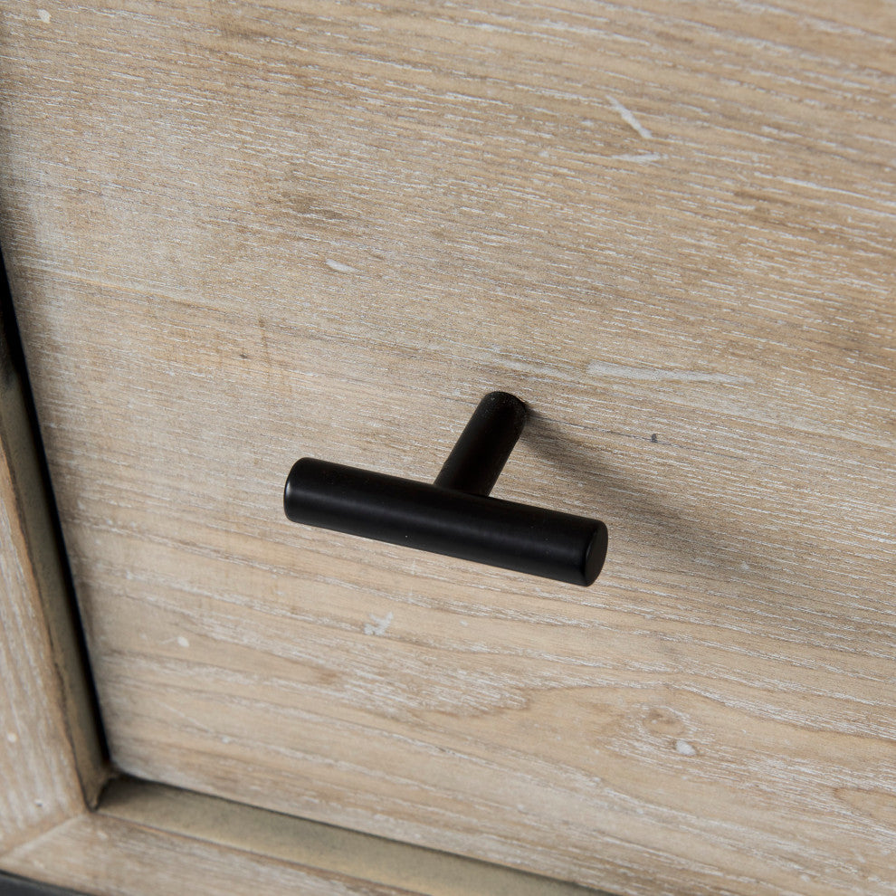 Ciara Beige Fir Veneer With Black Metal Frame Accent Cabinet