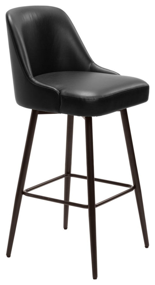 Keppel Swivel Barstool, Black/Bronze