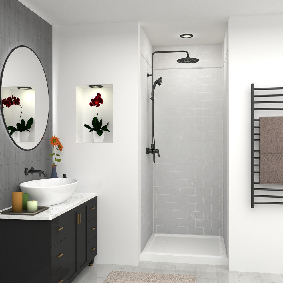 Transolid SaraMar 36"x36"x96" 6-Piece Shower Wall Kit with Extension, Lunar