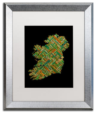 Michael Tompsett 'Ireland Eire City Text Map' Matted Framed Art, White, 20"x16"