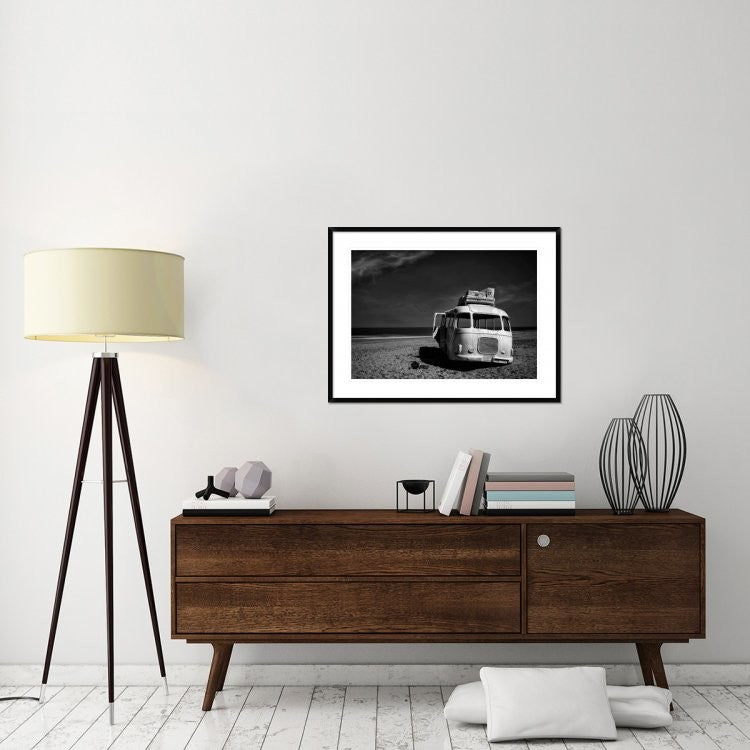 "Beached Bus" Framed Digital Print by Yvette Depaepe, 38"x29"