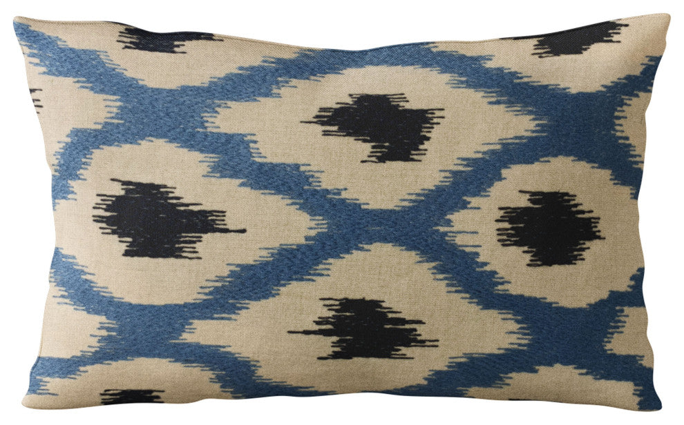 Plutus Blue Color Stitched Dot Luxury Throw Pillow, 12"x20"