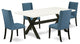 5-Piece Set Linen White Table Top and 4 Linen Fabric Chairs, Black