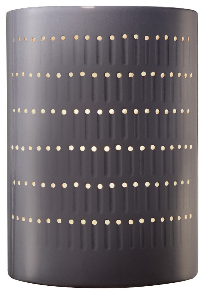 Ambiance Large Cactus Cylinder Wall Sconce, Open Top & Bottom, Gloss Grey, E26