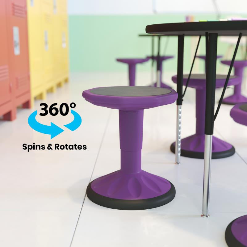 Carter Adjustable Height Kids Flexible Stool 14" 18" Seat Height, Purple