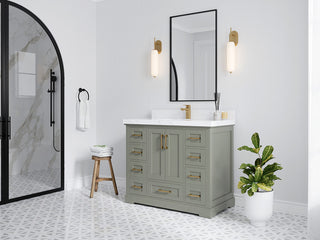 Boston 48 Single Sink Bath Vanity in Evergreen 2" White Quartz