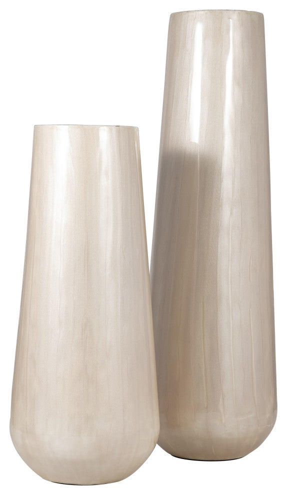 Metal 24"H Alabastron Vase, Pearl White