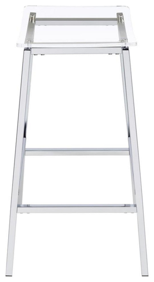 Pemberly Row Metal Acrylic Backless Bar Stools Clear and Chrome