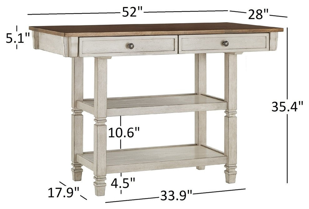 Harvey Two-Tone Kitchen Island Buffet, Antique White