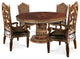 Villa Valencia 5-Piece Round Dining Room Set - Classic Chestnut