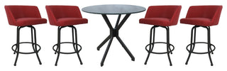 Swivel Counter Metal Pub Set - Joey Stools 26" or 30", Ruby - Grey, 26", Crackle