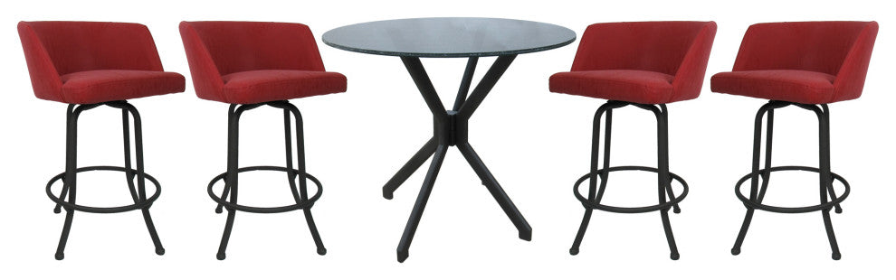 Swivel Counter Metal Pub Set - Joey Stools 26" or 30", Ruby - Grey, 26", Crackle