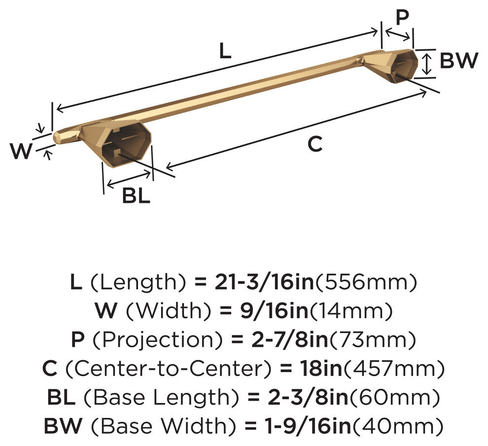 Amerock St. Vincent Contemporary Towel Bar, Champagne Bronze, 18" Center-to-Cent