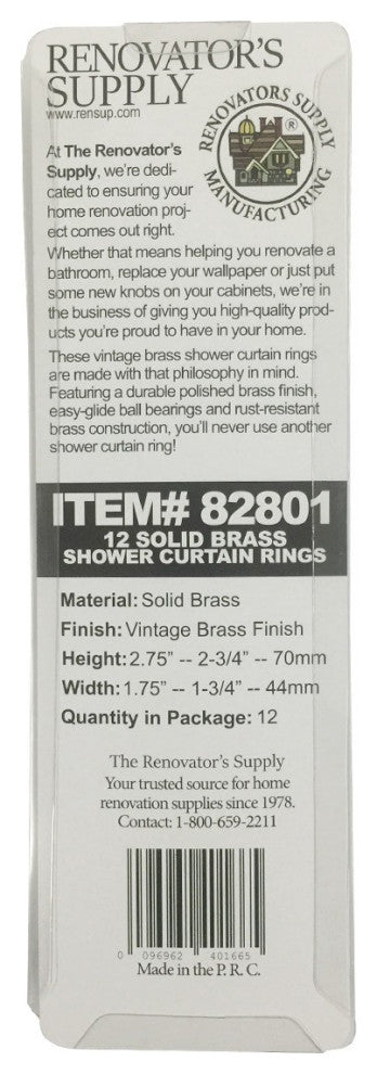 Brass Shower Curtain Ring Roller Ball Set Of 12