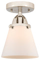 Small Cone Semi-Flush Mount, Polished Nickel, Matte White, Matte White