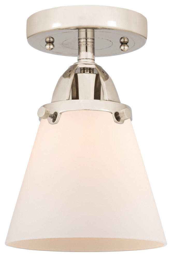 Small Cone Semi-Flush Mount, Polished Nickel, Matte White, Matte White