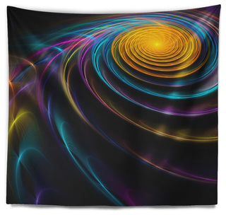 Fractal 3D Colored Bulgy Circles Abstract Wall Tapestry, 39"x32"