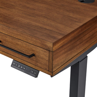 Modern Electric Sit/Stand Desk, Height Adustable, Rich Medium Brown