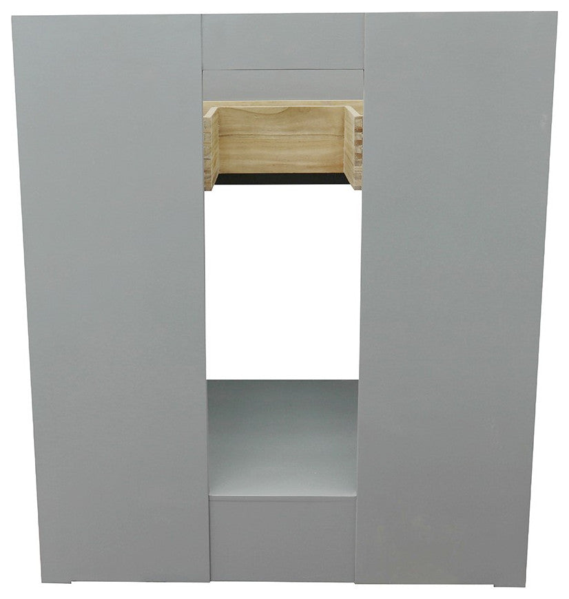 30" Single Vanity, Gray Ash, Gray Granite Top, Oval Sink