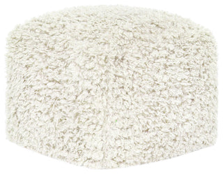 Carters 18" Faux Wool Shearling Ivory Floor Cushion Pouf